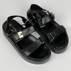 Pithero Women’s Black Platform Sandals Size 9 – Like New